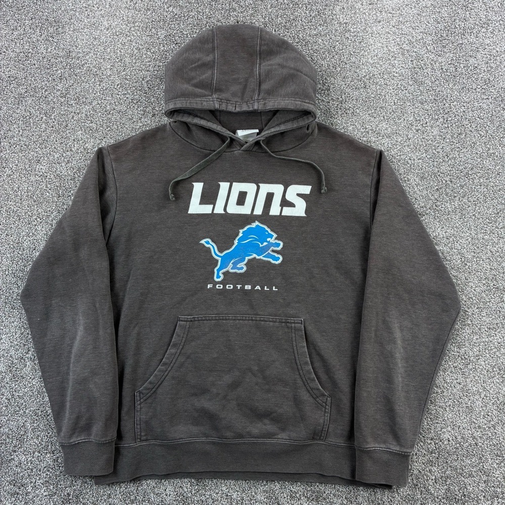 Detroit‎ Lions Hoodie Sweatshirt Men's Large Charcoal Gray NFL Football Pullover